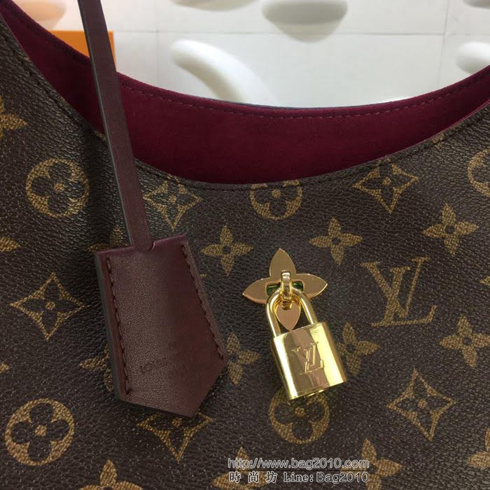 路易威登LV 頂級原單 HOBO FLEUR手袋 Monogram塗層帆布 花卉形掛鎖 時尚休閒 手提肩背包 M43547  YDH2389